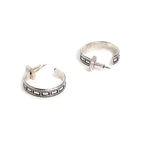El Regalo 2 Pairs Tribal Oxidized Half Hoop Earrings, Huggie Earrings- Hammered Bohemian Oxidized German Silver Baali Earrings (Option-1)