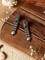 El Regalo Womens Silver Lookalike Brass Oxidised Peacock Studs Earrings- Indo Western Peacock Oxidized Earrings
