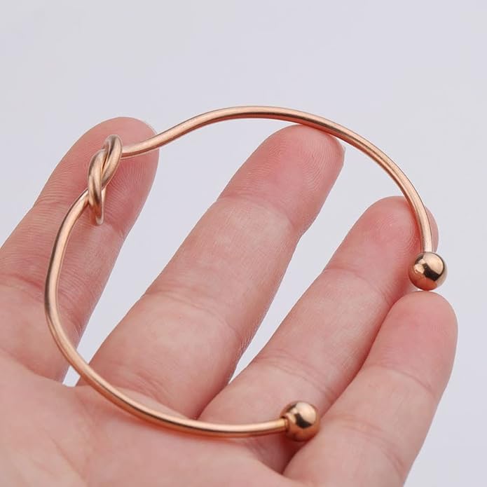 El Regalo Stainless Steel Forever Love Knot Infinity Cuff Bracelets for Girl & Women- Waterproof Infinity Knot Adjustable Bracelet (Rose Gold)