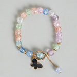 El Regalo 3PCs Opal Stone, Crystal Beads Tassel Bracelet With Cute Enamel Charms Star, Shell, Rainbow, Flowers, Swan, Pearls etc. for Kids/Girls/Teens/Women (Option-3)
