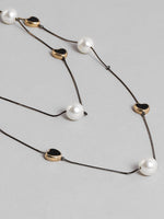 El Regalo Pearls Multilayer Long Necklace for Girls/Women- Elegant Long Sweater Chain Statement Pearls Necklace Jewelry Accessories Dressy Collocation (Pearl Heart Chain)