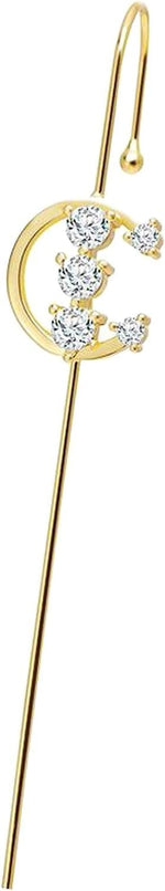 El Regalo 2PCs Glamorous Statement Ear Needle Wrap Crawler Earrings- Fashion Ear Cuff Ear Wrap Needle Earrings Jewelry For Girls & Women (Option-1)