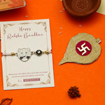 El Regalo Designer Evil Eye Lion Kids Rakhi for Brother- Cute Evil Eye Lion Rakhi with Roli Chawal Shagun, Rakhi Message Card in Rakhi Gift Box for Little Brother (White)