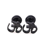 El Regalo 1 Pair Stainless Steel OM Stud Earrings for Boys/Men- Anti Tarnish, Waterproof OM Religious/Meditation Jewelry (Black)