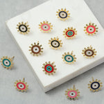 El Regalo 2 Pairs Evil Eye Enameled Post Back Stud Earrings for Girls & Women- Cute & Colorful Turkish Lucky Evil Eye Studs (Evil Eye Studs Option-2)