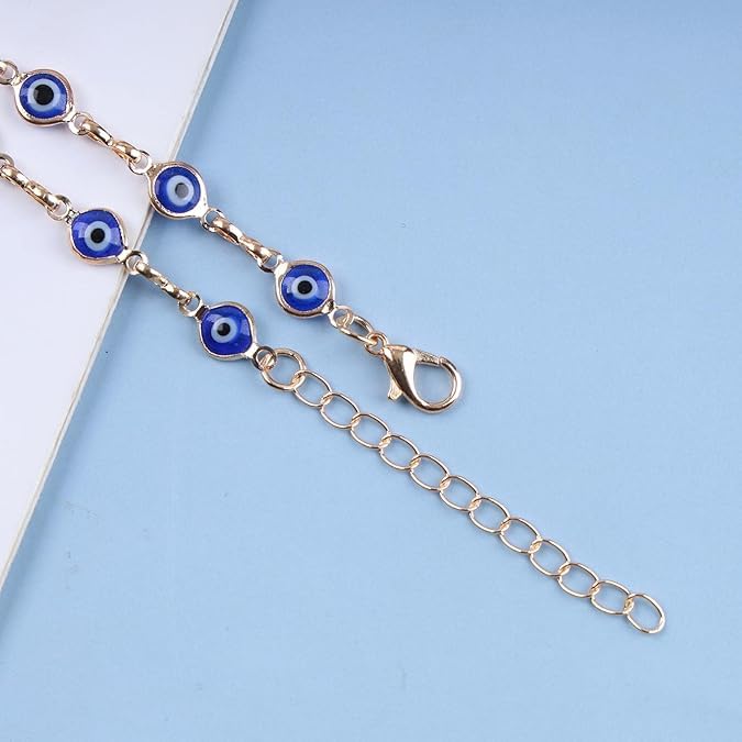 El Regalo Evil Eye Rakhi for Brother/Bhai with Roli Chawal, Rakhi Message Card in Rakhi Gift Box (Golden Blue)