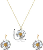 El Regalo Daisy Sunflower Necklace and Earring Set, Sunflower Boho Long Drop Handmade Pendant Necklace Choker with Sunflower Earrings Sets for Women Girls