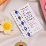 El Regalo 1PC Designer Stones Studded Bracelet Rakhi for Brother/Bhai- Rakhi with Roli-Chawal Shagun, Message Card in Rakhi Gift Box (Blue)