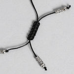 El Regalo 1 pair Boho Adjustable Oxidized German Silver Bead Anklets for Girls & Women- Tribal Thread Anklets Set (Style-3)