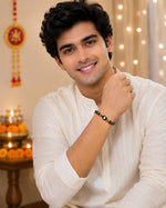 El Regalo Elegant Evil Eye/Hamsa Hand Rakhi for Brother- Beautiful Bracelet Rakhi for Bhai with Roli Chanwal, Message Card in Rakshabandhan Box (Evil Eye)