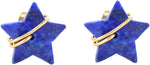 El Regalo Natural Stones Star Stud Earrings- Handcfated Wire Wrapped Celestial Star Earrings for Girls & Women (Blue Lapis Lazuli)