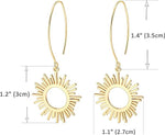 El Regalo Women's & Girl's Sun Charm Earrings - Lightweight Minimalist Design, Available in Various Hook Patterns for Versatile Style (Sun Liner Hook Earrings)