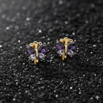 El Regalo Colorful Butterfly Non-Pierced Clip On Earrings for Girls/Women- Cute Non-Pierced Ear Clip Earrings | Enamel Blue/Purple Crystal Earrings (Purple Crystal Butterfly)