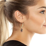 El Regalo Women's & Girl's 1 Pair Iridescent Flower Dangle Earrings - Hypoallergenic Gold-Tone with Mixed Stones Earrings (Red Rose Flower)