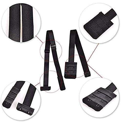 El Regalo Women's Adjustable Converter 2 Hook Bra Extender Strap for Backless or Low Back Dresses (Black)