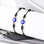 El Regalo 2PCs Lucky Evil Eye 7 Knots Handwoven Adjustable Bracelets - Protection 7 Knots Evil Eye Unisex Bracelet Set for All- Girls/Boys/Men & Women (1 Black 1 Red Evil Eye)