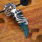 El Regalo Unisex Tooth Pendant Necklaces | Stainless Steel Crystal Pendant Adjustable Black Cord Unisex Necklace for Women & Men (Blue)