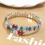 El Regalo Marquise Cut Crystals Tennis Bracelet for Women - Adjustable Bypass Wrap Bracelet, Cubic Zirconia Jewelry Gift (Multi Colored)