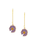 El Regalo Beautiful Enamel Flowers Long Hook Earrings for Women/Girls - Delicate Cute Flowers Charms Hook Earrings (Lavender Flower)