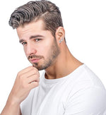 El Regalo 4 Pairs Stainless Steel Magnetic Unisex Stud Earrings for Men Women- CZ Non-Piercing Clip On Stud Earrings Set (Silver)