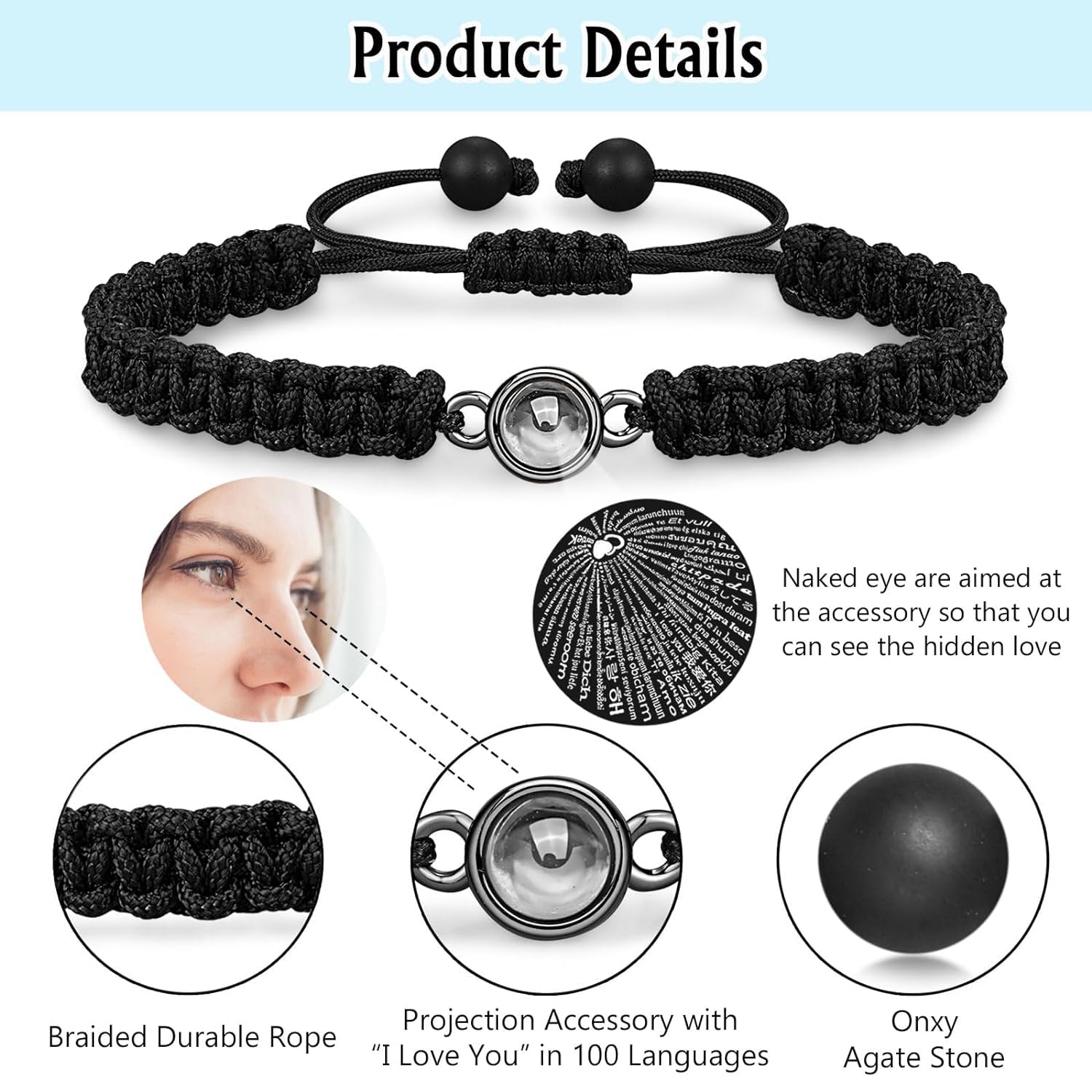 El Regalo Unisex-Adult 2Pcs I Love You 100 Languages Matching Couple Bracelets Set - Pinky Promise Valentines Day Gift (Pinky Promise)