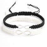 El Regalo Unisex 2 Pcs Adjustable Infinity Couple Braided Handcrafted Bracelet/Friendship- Couple Valentines Day Jewelry (1 Black & 1 White)