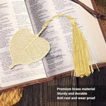 El Regalo Exquisite Metal Leaf Bookmark with Tassel - Gold Plated Hollow Leaves Brass Bookmarks for Students, Book Lovers, Writers, Teachers (Golden Peepal Leaf)
