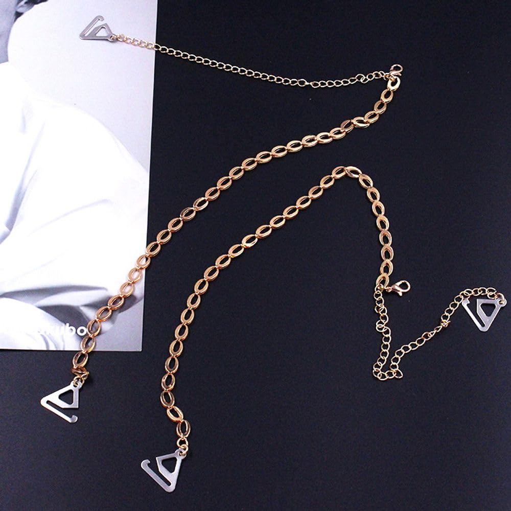 El Regalo 1 Pair Fancy Designer Chain Bra Straps for Off Shoulder Dresses or Wedding/Evening Gowns- Fancy Lingerie Straps Accessories (Golden)