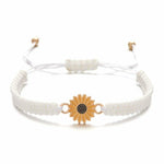 El Regalo 2 PCs Sunflower Daisy Bracelet - Adjustable Sunflower Bracelets for Best Friends/Besties - Sunflower Pinky Promise Bracelets for Kids Girls/Teens/Women (Black & White Sunflower Bracelet)
