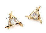 El Regalo Exquisite Triangle Crystal Zircon Earrings- Geometric Hollow Triangle Zircon Stud earrings for Women/Girls (Gold)