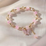 El Regalo 2 PCs Butterfly Crystal Beads Tassel Bracelet With Cute Enamel Butterfly Charms for Girls/Teens/Women (Color Option-3)