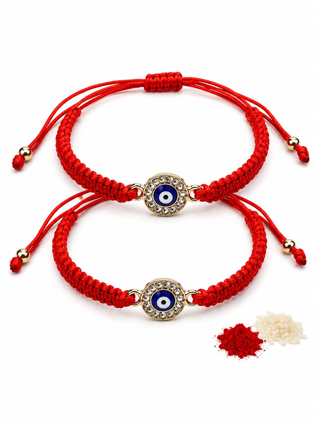 El Regalo 2PCs Rakhis for Brother- Evil Eye Rakhi Combo Set with 2 Rakhis, shagun Pack, Rakhi Message Card in Rakhi Gift Box (Option-1)