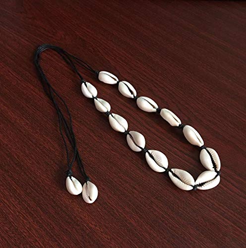 El Regalo Bohemian Style Cowrie Shell Beads Collar Choker Necklace for Girls & Women | Retro Style Cowrie Sea Shell Handmade Beach Choker Necklace (Black Knot)
