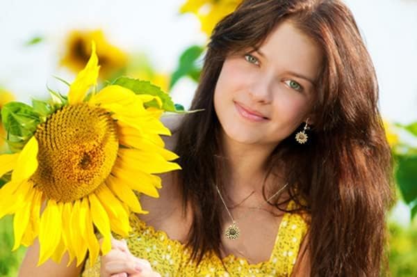 El Regalo Vintage Sunflower Earrings- Bohemian Sunflower Hook Earrings for Girls & Women (Golden)
