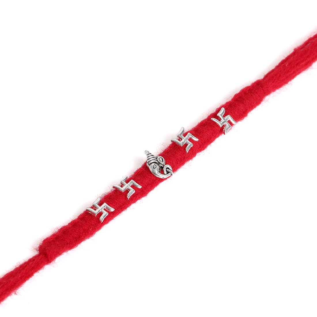 El Regalo OM Ganesha Swastik Red Moli Thread Rakhi for Brother/Bhai/Bhaiya- Auspicious OM/Aum, Ganesha, Satiya Mauli For Boys with Roli Chawal Shagun, Message Card in Gift Box