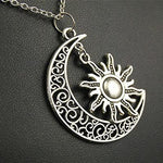 El Regalo Sun Crescent Moon Necklace- Vintage Gothic Sun Moon Pendant Neckalce for Women Girls Statement Jewelry Gifts (Crescent Moon Sun with Chain)
