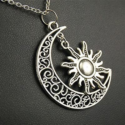 El Regalo Sun Crescent Moon Necklace- Vintage Gothic Sun Moon Pendant Neckalce for Women Girls Statement Jewelry Gifts (Crescent Moon Sun with Chain)
