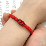 El Regalo 1PC Infinity Love Knot Lucky Rakhi for Brother - Hand Braided Amulet Knot Thread String Rakhi with Roli Chawal, Rakhi Message Card in Gift Box (Red)