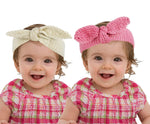 El Regalo 2 PCs Turban Wool Headband - Warm Rabbit Knot Hair Band, Knit Head Wrap for Baby Girls, Newborns and Toddler (Pink & White)