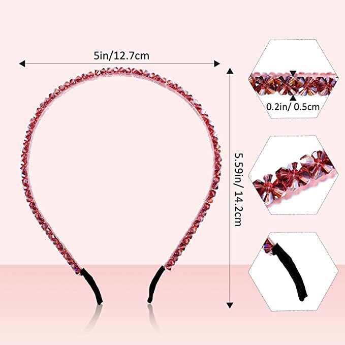 El Regalo 4 Pieces Crystal Rhinestone Headbands Shiny Non-Slip Beaded Hairband Hair Bands Hair Accessories Hair Decoration for Women Girls (Option-1)