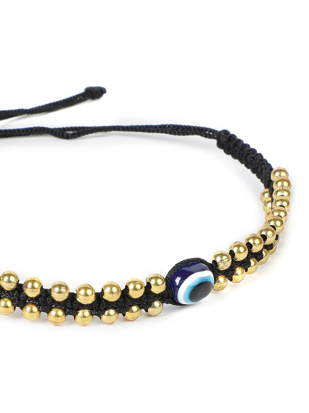 El Regalo 2PCs Simple Evil Eye Silver & Golden Beads Bracelet Rakhi Set for Brothers/Bhaiya-Bhabhi with Roli Chawal In Rakhi Gift Box- Elegant Rakhi for Bhai (Silver & Golden Black)