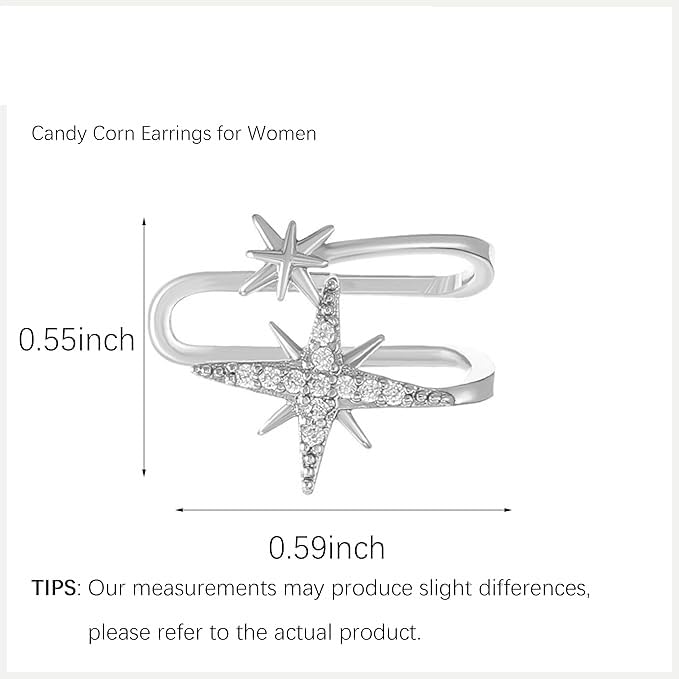 El Regalo Non Piercing, Zircon Stars Ear Cuffs- Fancy Helix Cartilage Clip On Wrap Cuff/Cartilage Earrings for Girls/Women