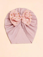 El Regalo 1PC Baby Turban Headband - Soft Nylon Bow with Golden Polka Dots - Newborn to Toddler Headwrap for Baby Girls - Stretchy & Comfortable Fit for 6 Months to 5 Years (Lavender, One Size)