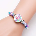 El Regalo 2 PCS Unicorn Bracelets for Girls, Rainbow Beads Bracelet Snap Holder Buttons Beaded Bubble Bracelet Pack for Kids Girls (Option-3)