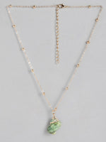 El Regalo Retro Green Cowrie Shell Golden Electroplated Necklace for Girls & Women | Bohemian Style Cowrie Sea Shell Handmade Beach Necklace