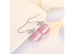 El Regalo Cute Pink Apple Drop Earrings for Women & Girls | Korean Style Aesthetic Earrings | CZ Studded Dangle Earrings | Trendy Party Fashion Jewellery