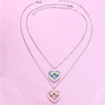 El Regalo 2 PCs Best Friends Heart-shaped Photo Box Pendant Necklace for Girls/Besties/Soul Sisters- BFF Jewelry Gift (Rainbow Heart Photo Pendant)