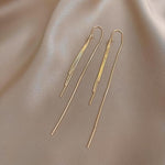 El Regalo Modern Sui Dhaga Threader Earrings for Women - Minimalist Long Pull Through Chain Earrings - Light Dangle Needle Threaders for Multiple Piercings, Sensitive Ears (Triple Tassel Gold)