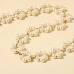 El Regalo Pearls Flowers Choker Necklace- Elegant Faux Pearls, Round Hollow Design Temperament Flower Choker Necklace for Girls & Women