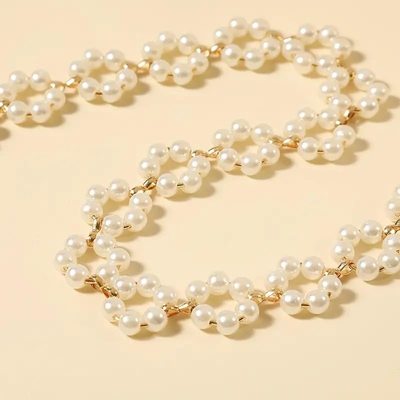 El Regalo Pearls Flowers Choker Necklace- Elegant Faux Pearls, Round Hollow Design Temperament Flower Choker Necklace for Girls & Women
